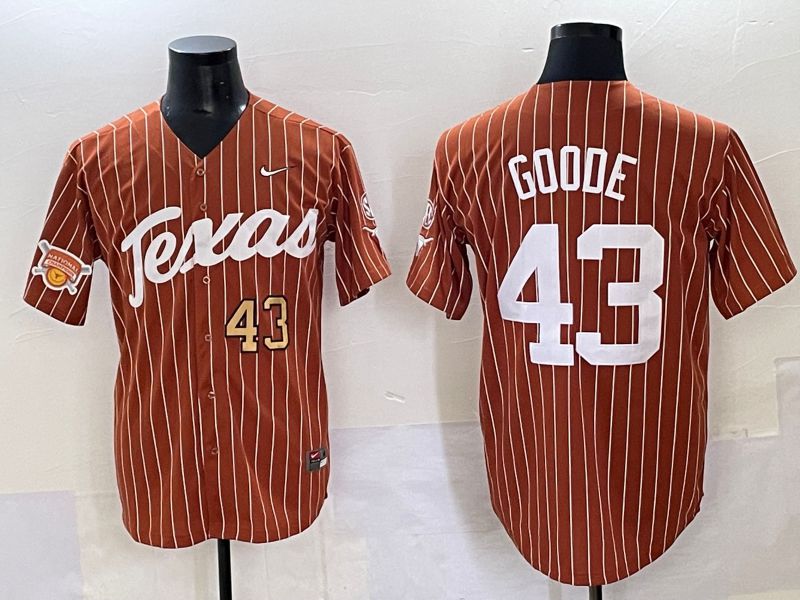 Men 2025 Texas Longhorns #43 Goode Brown stripe Joint Name Nike NCAA Jersey style 9->ncaa teams->NCAA Jersey